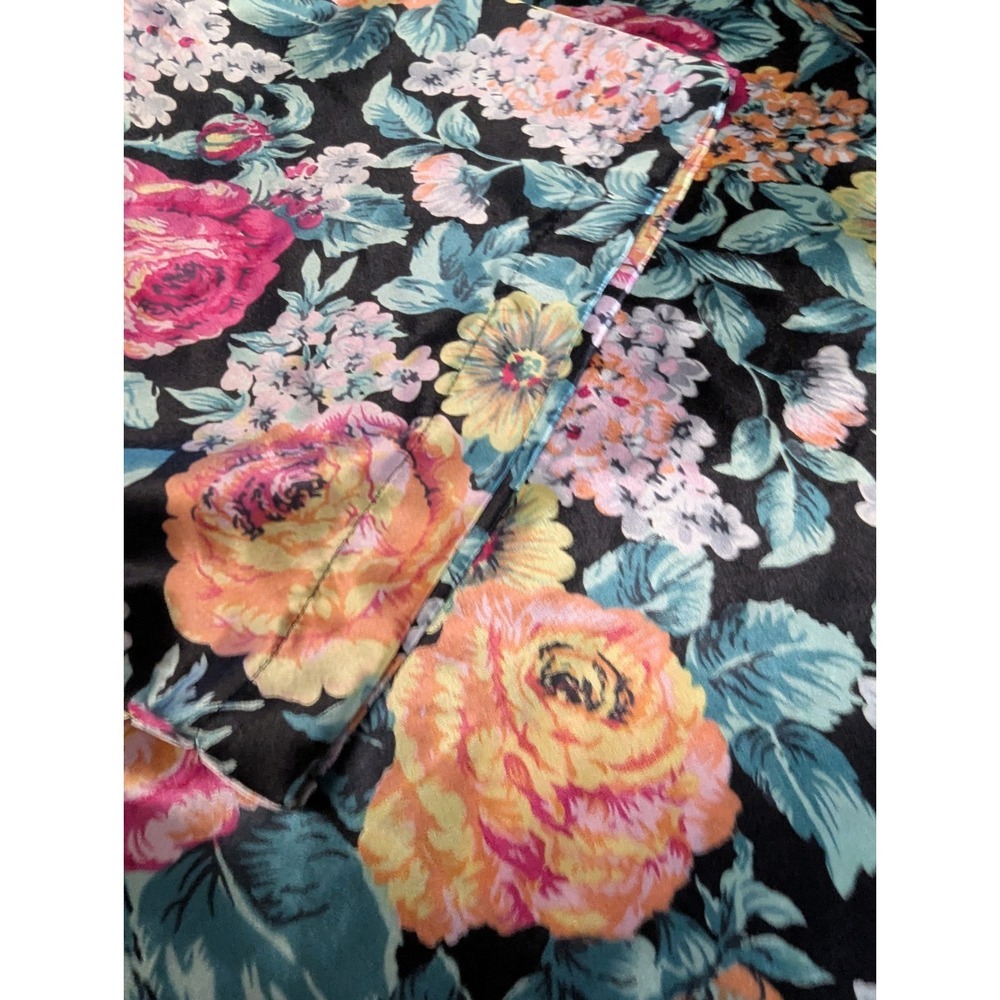Vintage Kathryn Floral Satin Sleep Shirt Large Mumu Nightgown Long Sleeve Silky - Picture 12 of 12